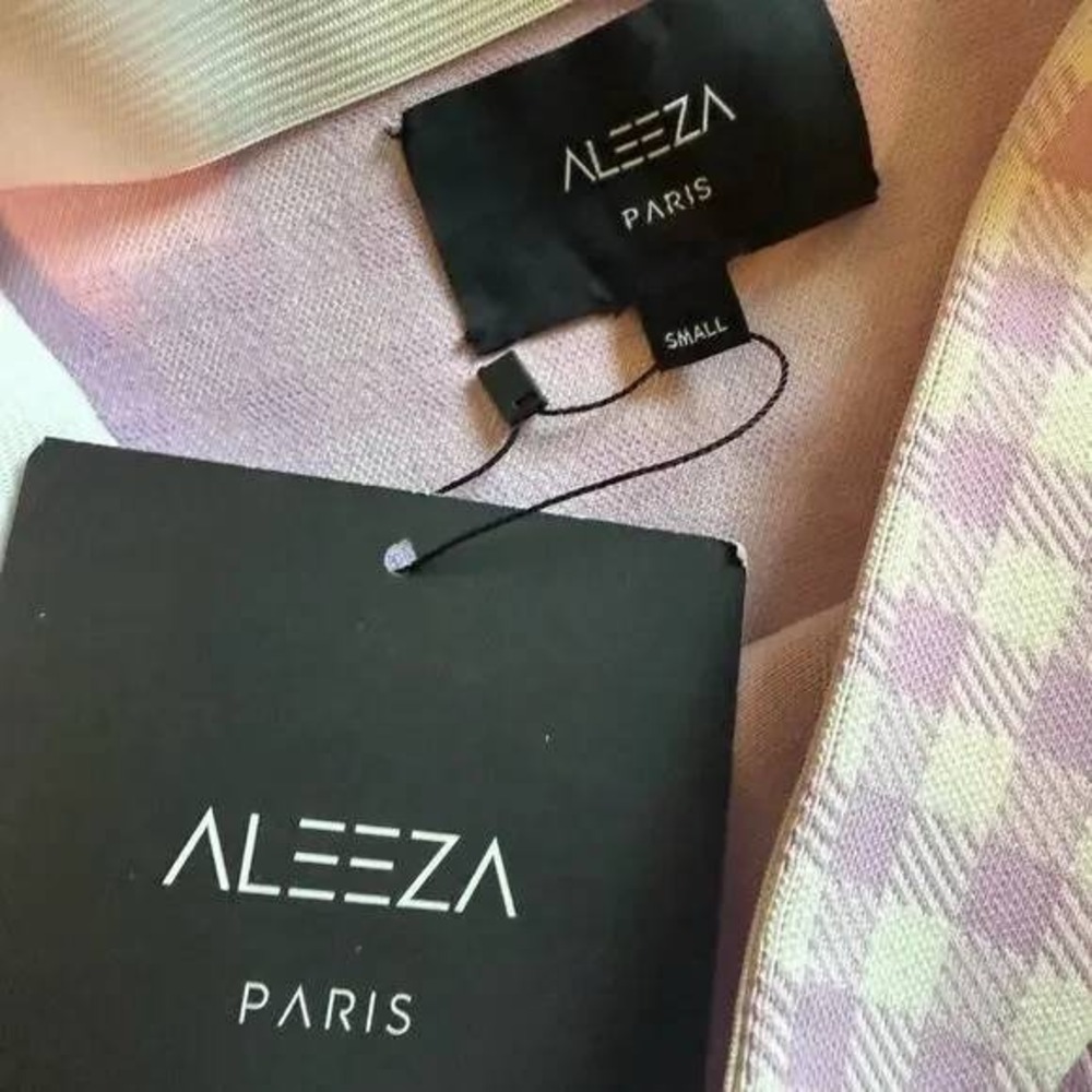 Aleeza Paris Pleated Skirt Lavender White Plaid A-Line Small 27" Long / #8146 - Picture 4 of 4
